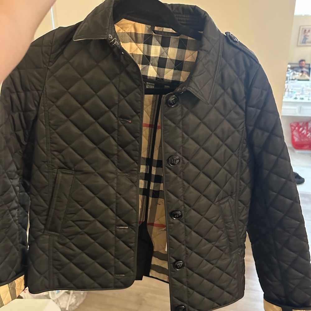 Burberry Black and Cream Checkered Fabric